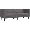 Sofa Chesterfield sofų komplektas, 2 dalių, pilkas, dirbtinė oda