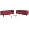 Sofa Chesterfield sofų komplektas, 2 dalių, raudonojo vyno spalvos