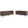 Sofa Chesterfield sofų komplektas, 2 dalių, rudas, dirbtinė oda