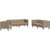 Sofa Chesterfield sofų komplektas, 3 dalių, kapučino, dirbtinė oda