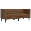 Sofa Chesterfield sofų komplektas, 3 dalių, rudas, dirbtinė oda