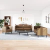Sofa Chesterfield sofų komplektas, 3 dalių, rudas, dirbtinė oda