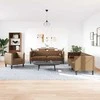 Sofa Chesterfield sofų komplektas su pagalvėlėmis, 3 dalių, rudas