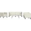 Sofa Chesterfield sofų komplektas su pagalvėlėmis, 3 dalių, kreminė