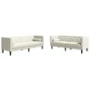 Sofa Chesterfield sofų komplektas su pagalvėlėmis, 2 dalių, kreminė