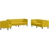 Sofa Chesterfield sofų komplektas su pagalvėlėmis, 3 dalių, geltonas