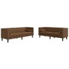 Sofa Chesterfield sofų komplektas su pagalvėlėmis, 2 dalių, rudas