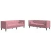 Sofa Chesterfield sofų komplektas su pagalvėlėmis, 2 dalių, rožinis