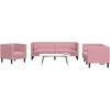 Sofa Chesterfield sofų komplektas su pagalvėlėmis, 3 dalių, rožinis