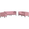 Sofa Chesterfield sofų komplektas su pagalvėlėmis, 3 dalių, rožinis