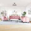 Sofa Chesterfield sofų komplektas su pagalvėlėmis, 3 dalių, rožinis