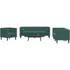 Sofa Chesterfield sofų komplektas su pagalvėlėmis, 3 dalių, žalia