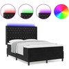 Kiemas lova su LED juostelėmis Juoda 140 x 200 cm Aksomas