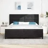 Kiemas lova su čiužiniu su LED Juoda 200 x 200 cm Aksomas