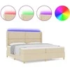 Kiemas lova su LED juostelėmis Kreminė 200 x 200 cm audinys