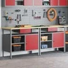 Darbastalio komplektas 2 pcs Raudona ir pilka 200 x 55 x 85 cm
