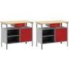 Darbastalio komplektas 2 pcs Raudona ir pilka 200 x 55 x 85 cm