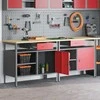 Darbastalio komplektas 2 pcs Raudona ir pilka 200 x 55 x 85 cm