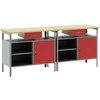 Darbastalio komplektas 2 pcs Raudona ir pilka 200 x 55 x 85 cm