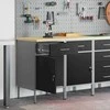Darbo spinta su stalčių 2 pcs Juoda ir pilka 100 x 55 x 85 cm