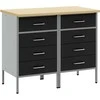 Darbo spinta su stalčių 2 pcs Juoda ir pilka 100 x 55 x 85 cm