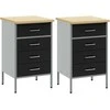 Darbo spinta su stalčių 2 pcs Juoda ir pilka 100 x 55 x 85 cm