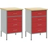 Darbo spinta su stalčių 2 pcs Raudona ir pilka 100 x 55 x 85 cm