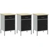Darbo spinta su stalčių 3 pcs Juoda ir pilka 150 x 55 x 85 cm