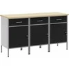 Darbo spinta su stalčių 3 pcs Juoda ir pilka 150 x 55 x 85 cm