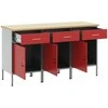 Darbo spinta 3 vnt. Raudona ir pilka 150 x 55 x 85 cm