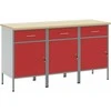 Darbo spinta 3 vnt. Raudona ir pilka 150 x 55 x 85 cm