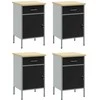 Darbo spinta su stalčių 4 pcs Juoda ir pilka 200 x 55 x 85 cm