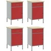 Darbo spinta su stalčių 4 pcs Raudona ir pilka 200 x 55 x 85 cm