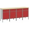 Darbo spinta 4 vnt. Raudona ir pilka 200 x 55 x 85 cm