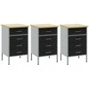 Darbo spinta su stalčių 3 pcs Juoda ir pilka 150 x 55 x 85 cm