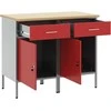 Darbo spinta su stalčių 2 pcs Raudona ir pilka 100 x 55 x 85 cm