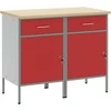 Darbo spinta su stalčių 2 pcs Raudona ir pilka 100 x 55 x 85 cm