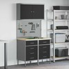 Darbo spinta 5 pcs Juoda Inžinerinė mediena ir plienas