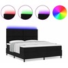 Kiemas lova su LED juostelėmis Juoda 180 x 200 cm audinys