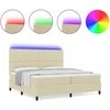 Kiemas lova su čiužiniu su LED Kreminė 200 x 200 cm audinys