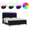 Kiemas lova su LED juostelėmis Juoda 200 x 200 cm audinys