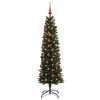 Dirbtinė siaura kalėdinė eglutė su žaisliuku 120 cm 150 LED