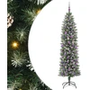 Dirbtinis lieknas Kalėdų medis Žalia ir balta 210 cm
