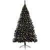 Dirbtinis prieššventinis eglutė su šviesomis Juoda 180 cm PVC