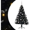 Dirbtinis prieššventinis eglutė su šviesomis Juoda 150 cm PVC