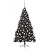 Dirbtinis prieššventinis eglutė su šviesomis Juoda 180 cm PVC