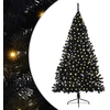 Dirbtinis prieššventinis eglutė su šviesomis Juoda 180 cm PVC
