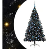 Dirbtinis prieššventinis eglutė su šviesomis Juoda 180 cm PVC