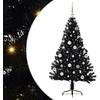 Dirbtinis prieššventinis eglutė su šviesomis Juoda 150 cm PVC