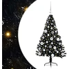 Dirbtinis prieššventinis eglutė su šviesomis Juoda 120 cm PVC